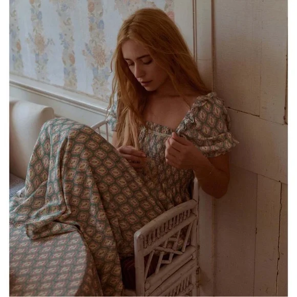 Hill House Home Scarlett Nap Dress Raspberry Ikat L Cottagecore Feminine Prairie - Picture 3 of 7